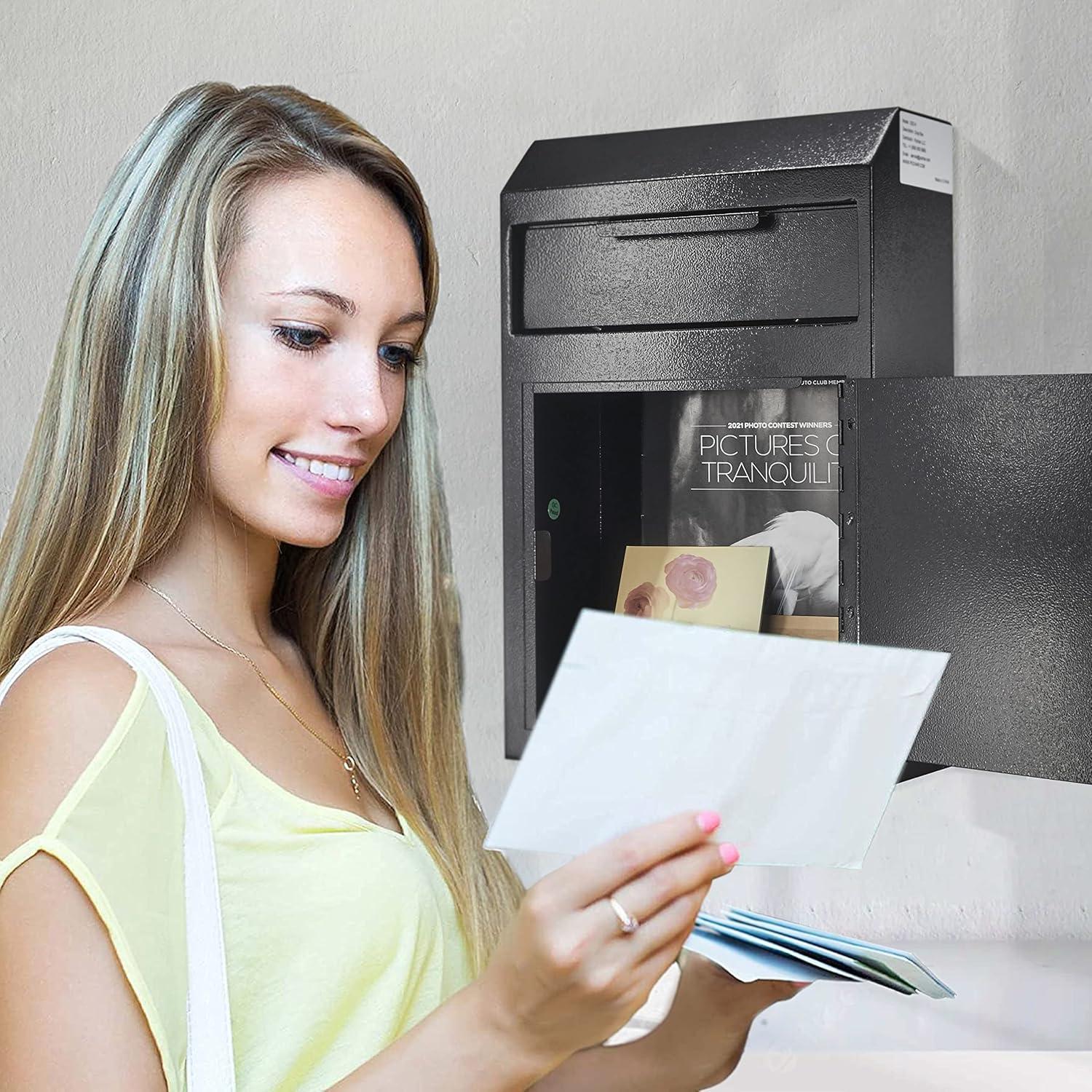 Caja Fuerte de Depósito POCHAR Montada en Pared Metal Negra