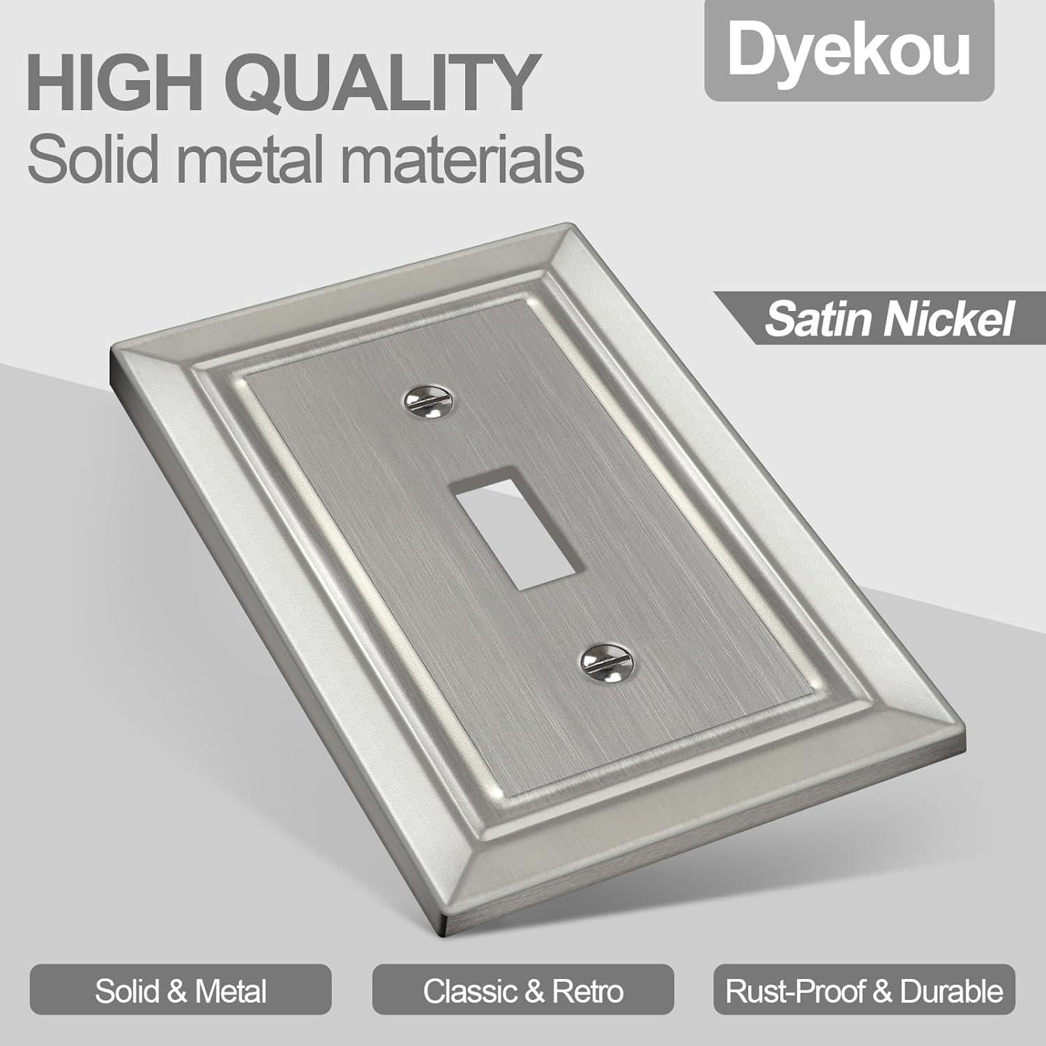 Placa de Pared de Metal Dyekou 1-Gang Níquel Satinado