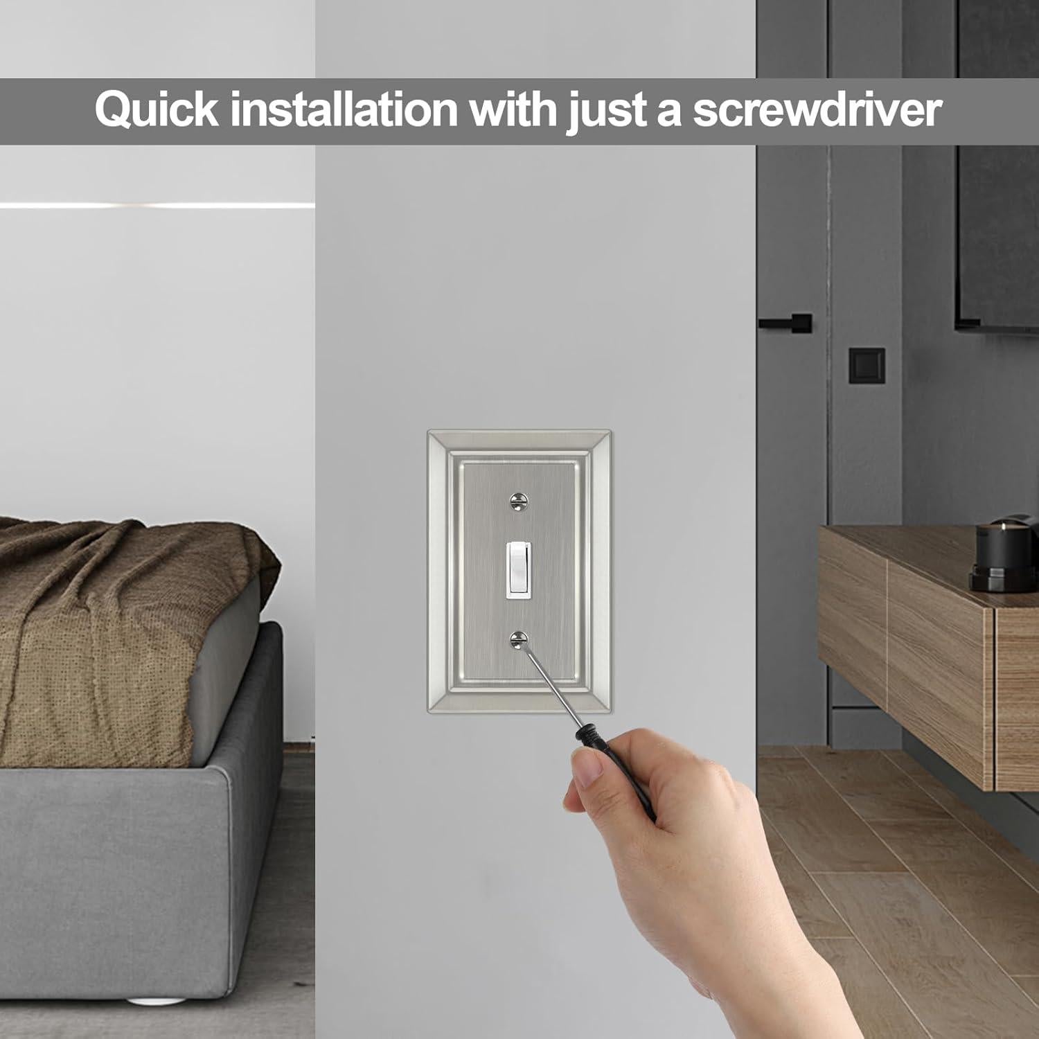 Placa de Pared de Metal Dyekou 1-Gang Níquel Satinado