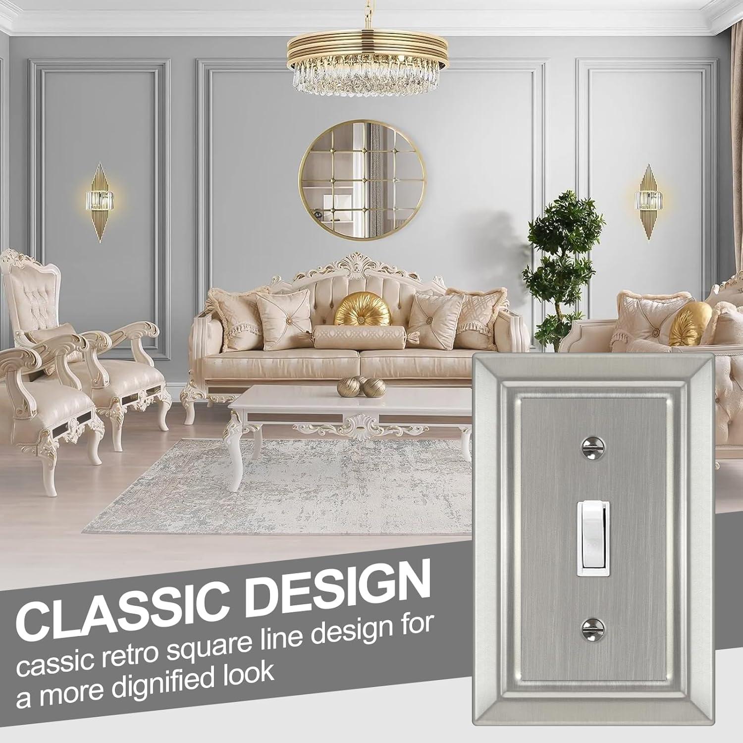 Placa de Pared de Metal Dyekou 1-Gang Níquel Satinado