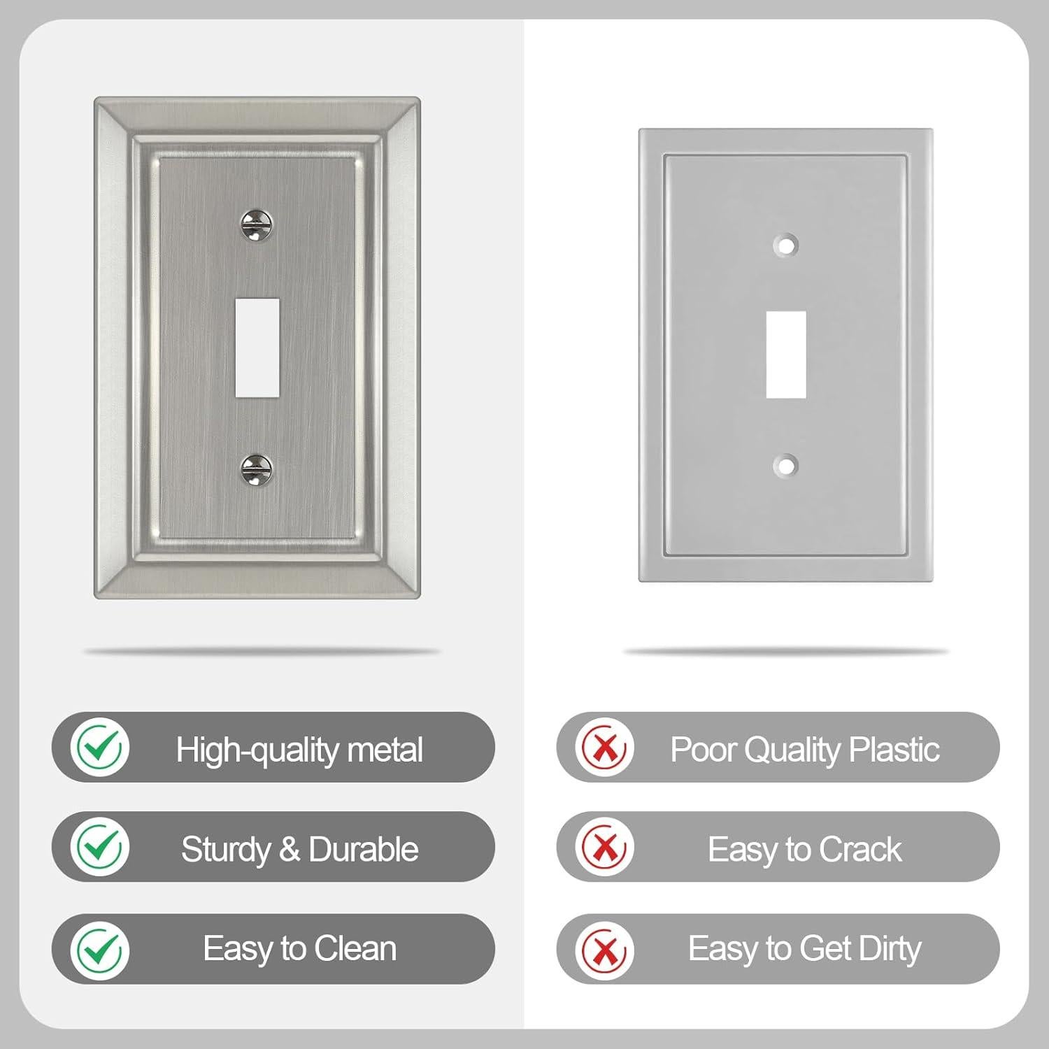 Placa de Pared de Metal Dyekou 1-Gang Níquel Satinado