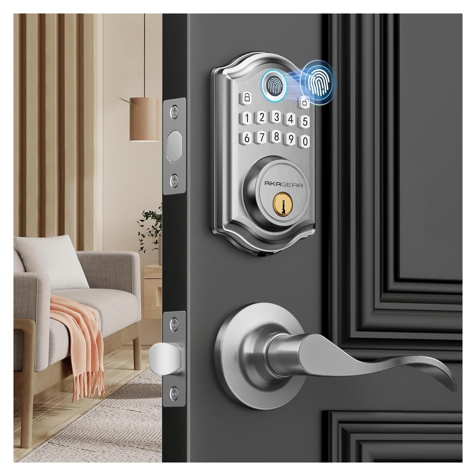 Cerradura Inteligente Biométrica AkaGear DS10 - Níquel Satinado