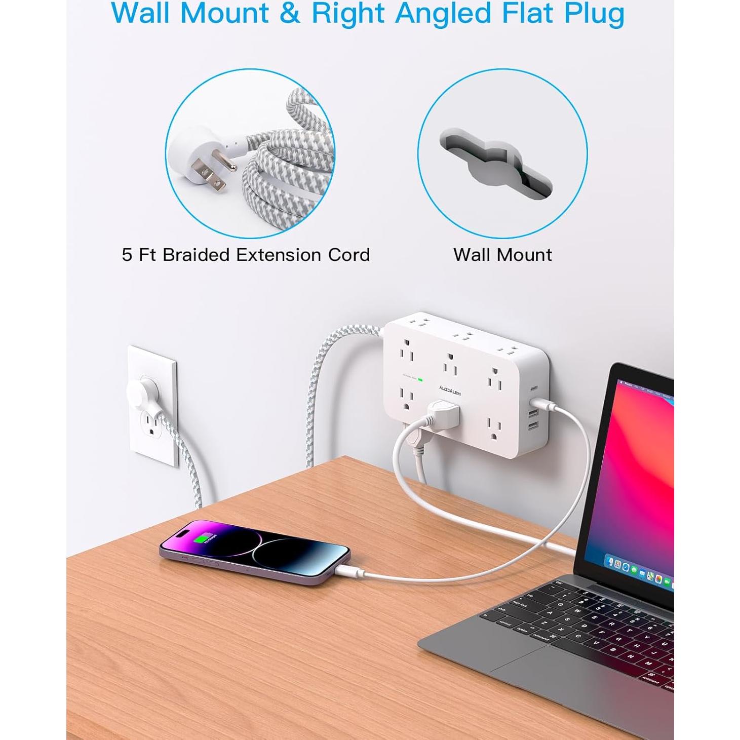 Regleta de Protección HANYCONY 12 Salidas 4 USB 1.5m Blanca