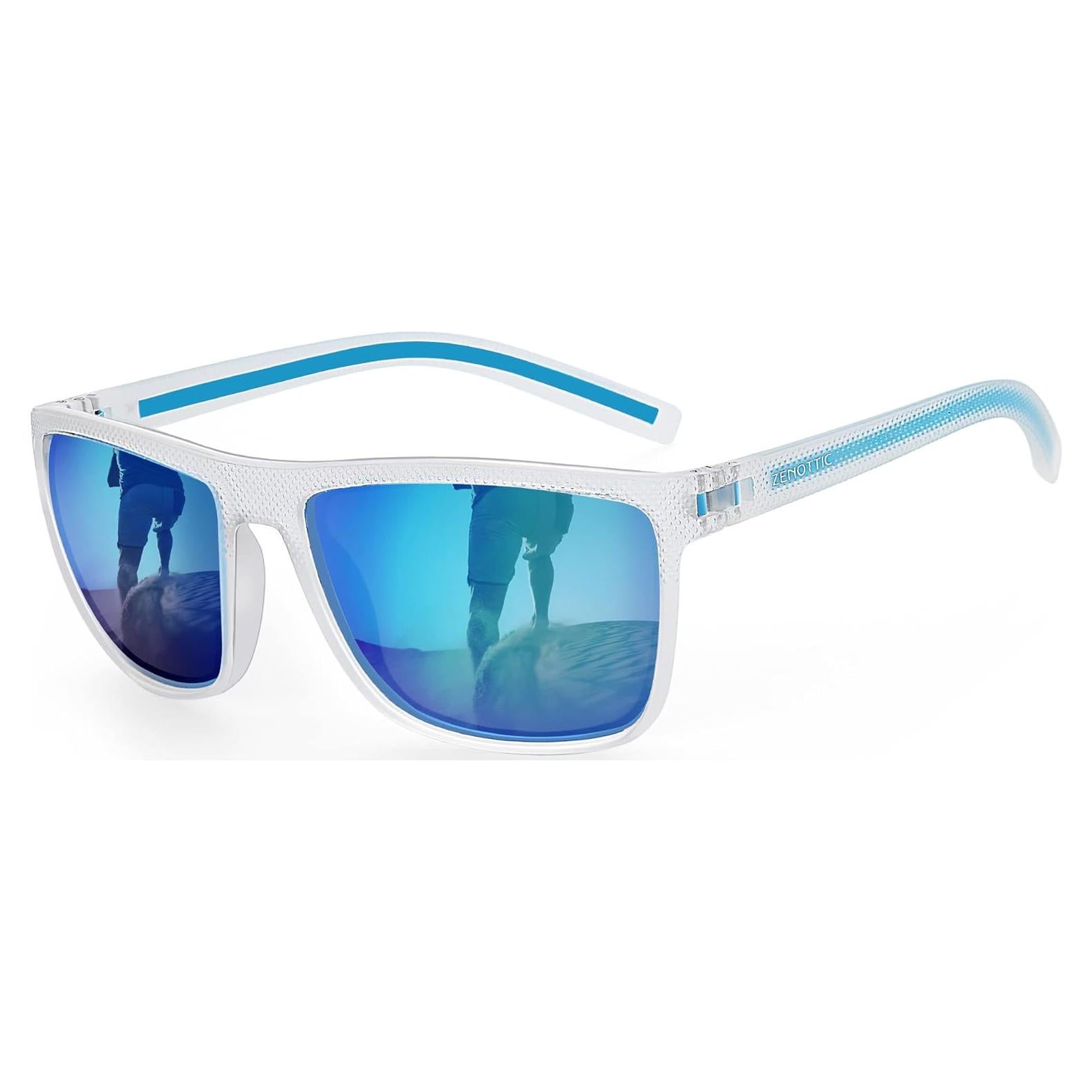 Gafas de sol ZENOTTIC para hombres TR90 UV400 espejo azul
