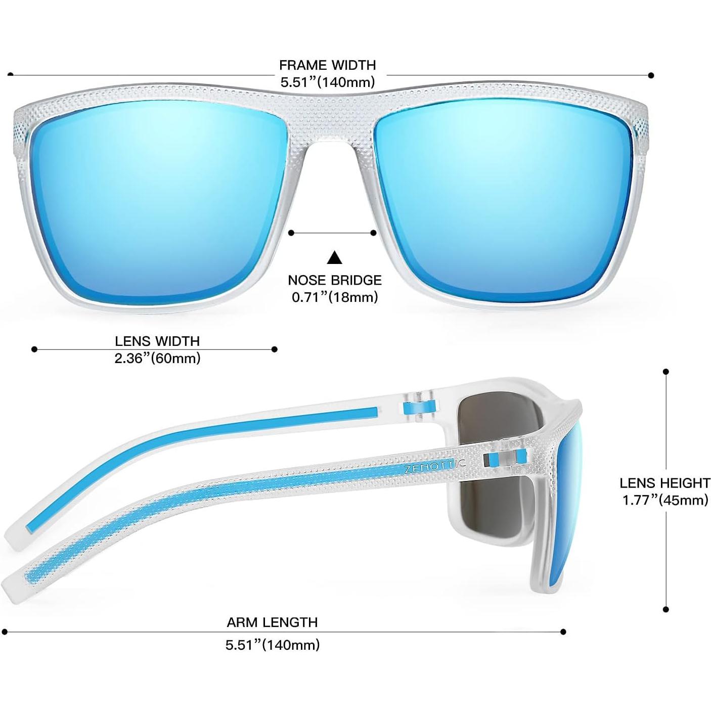 Gafas de sol ZENOTTIC para hombres TR90 UV400 espejo azul