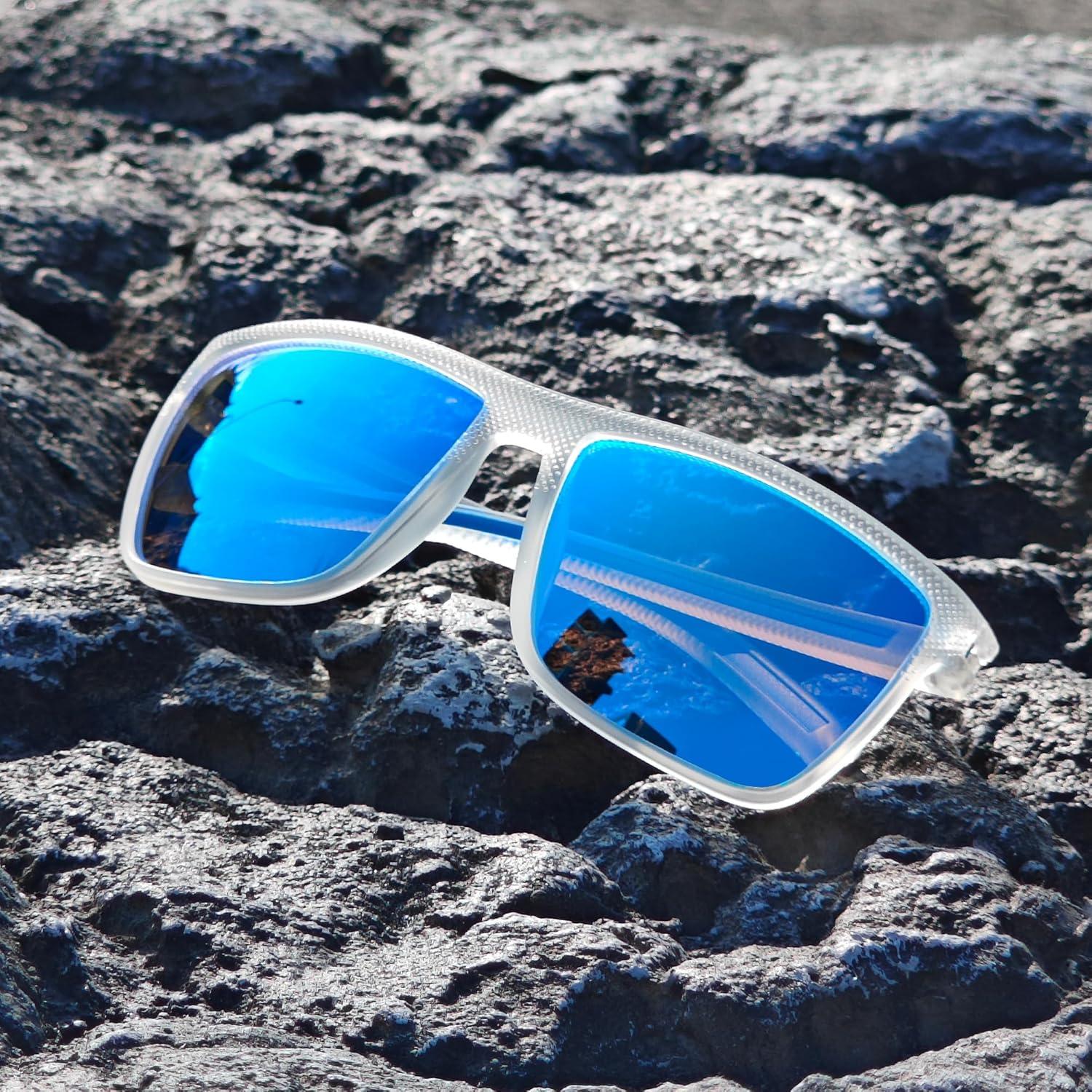 Gafas de sol ZENOTTIC para hombres TR90 UV400 espejo azul