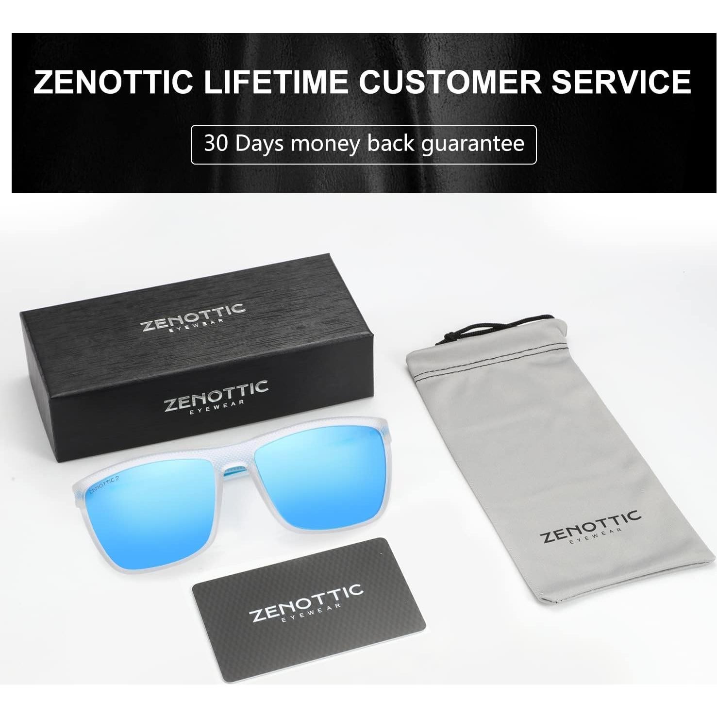 Gafas de sol ZENOTTIC para hombres TR90 UV400 espejo azul