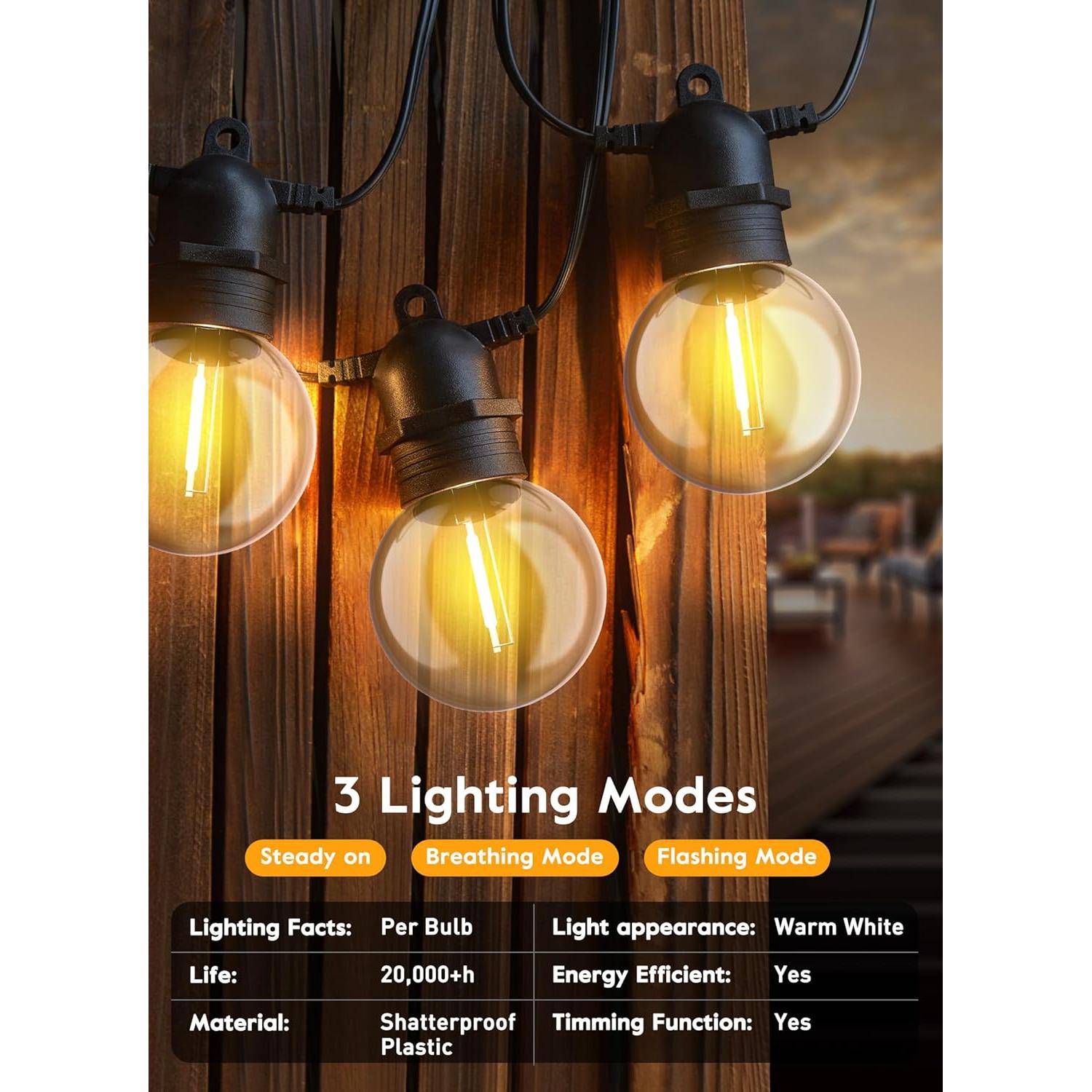 Luces de Cadena Solares Brightown 10.36m LED G40 Impermeables