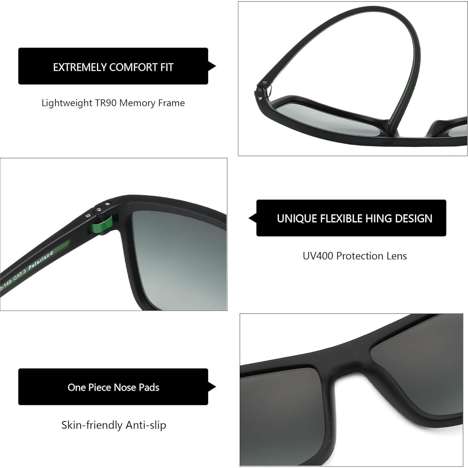 Gafas de sol ZENOTTIC para hombres con marco TR90 UV400