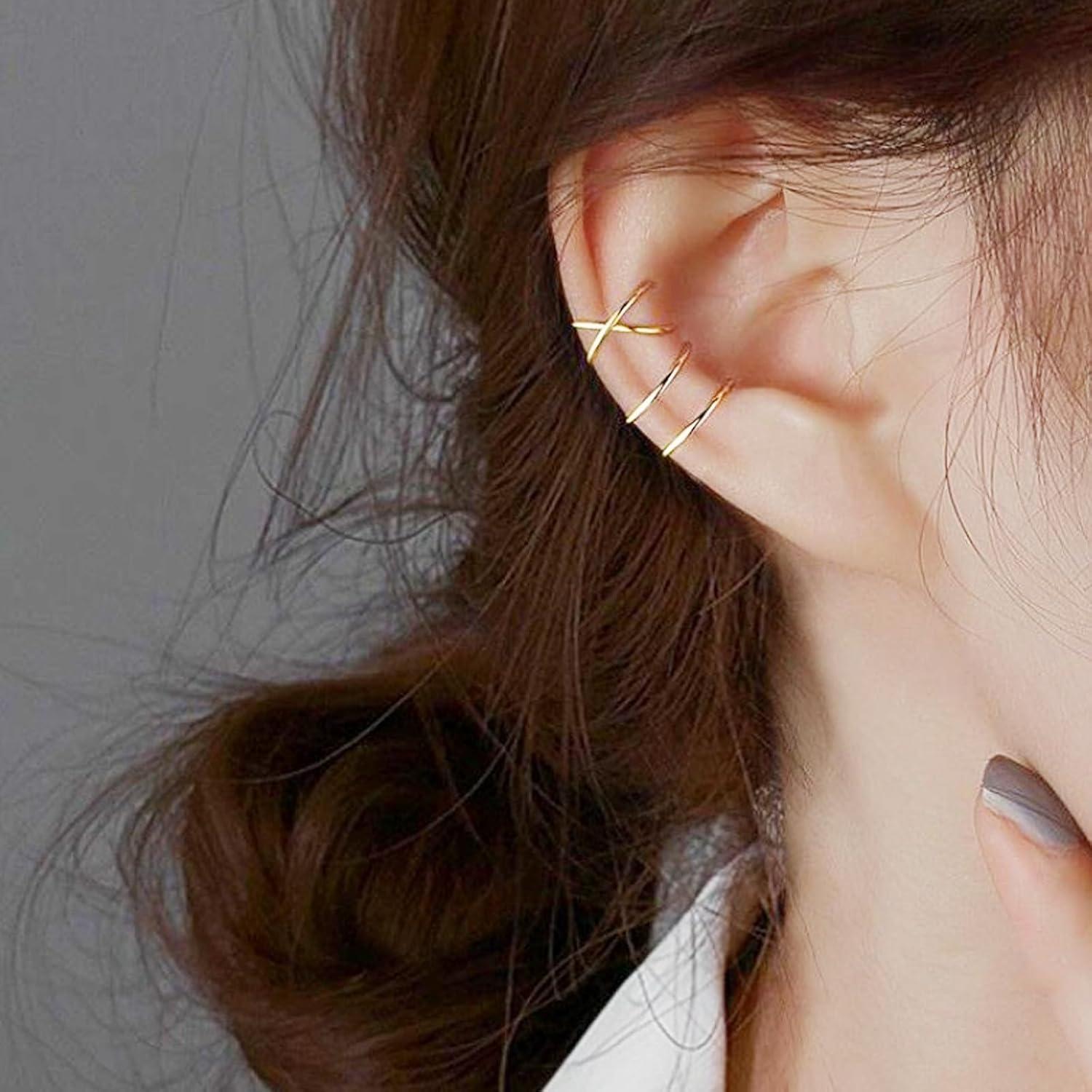 Pendientes de Cuff No Perforadores Explosion Zing - Oro Delgado