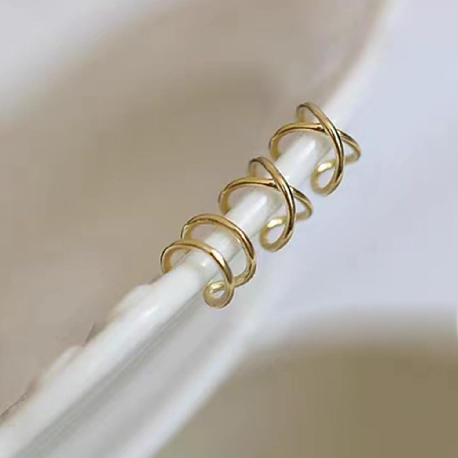 Pendientes de Cuff No Perforadores Explosion Zing - Oro Delgado