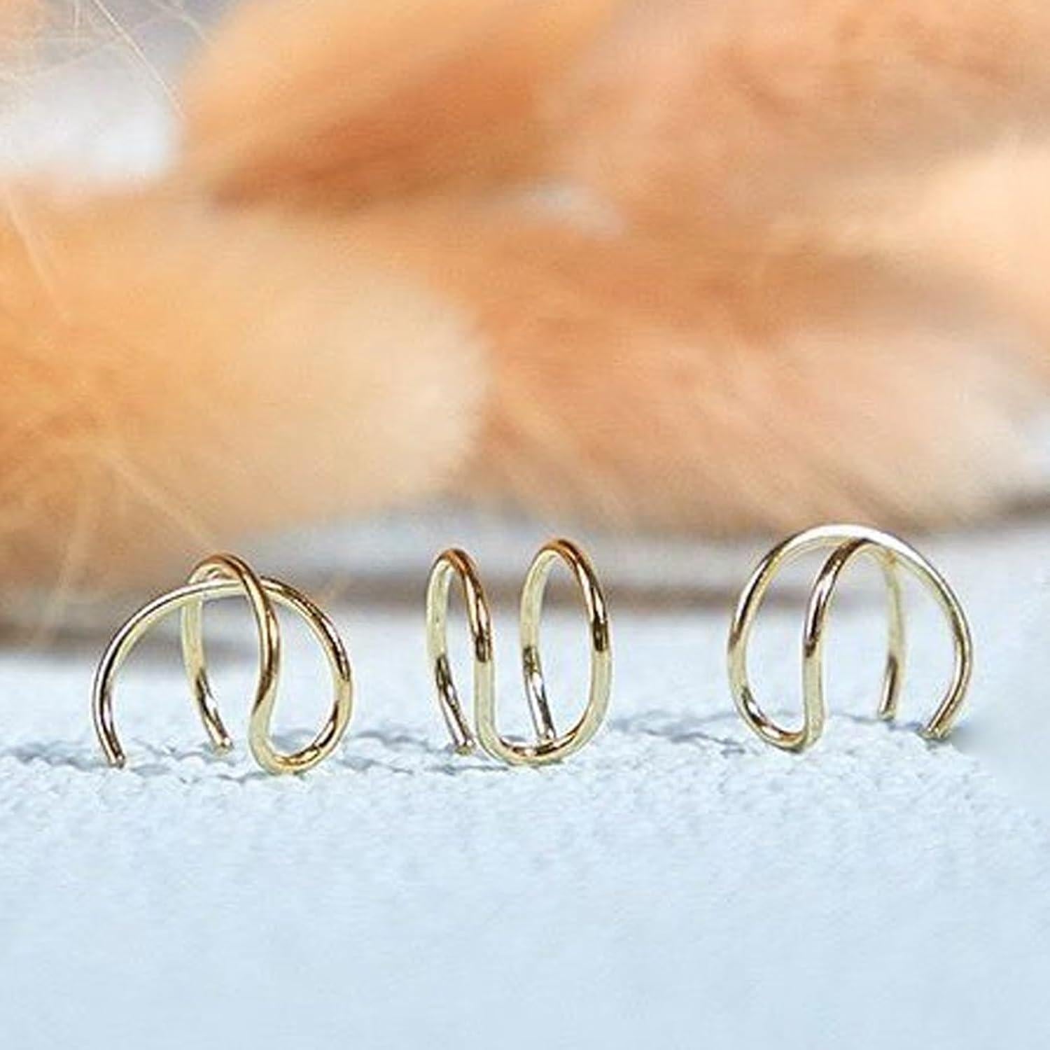 Pendientes de Cuff No Perforadores Explosion Zing - Oro Delgado