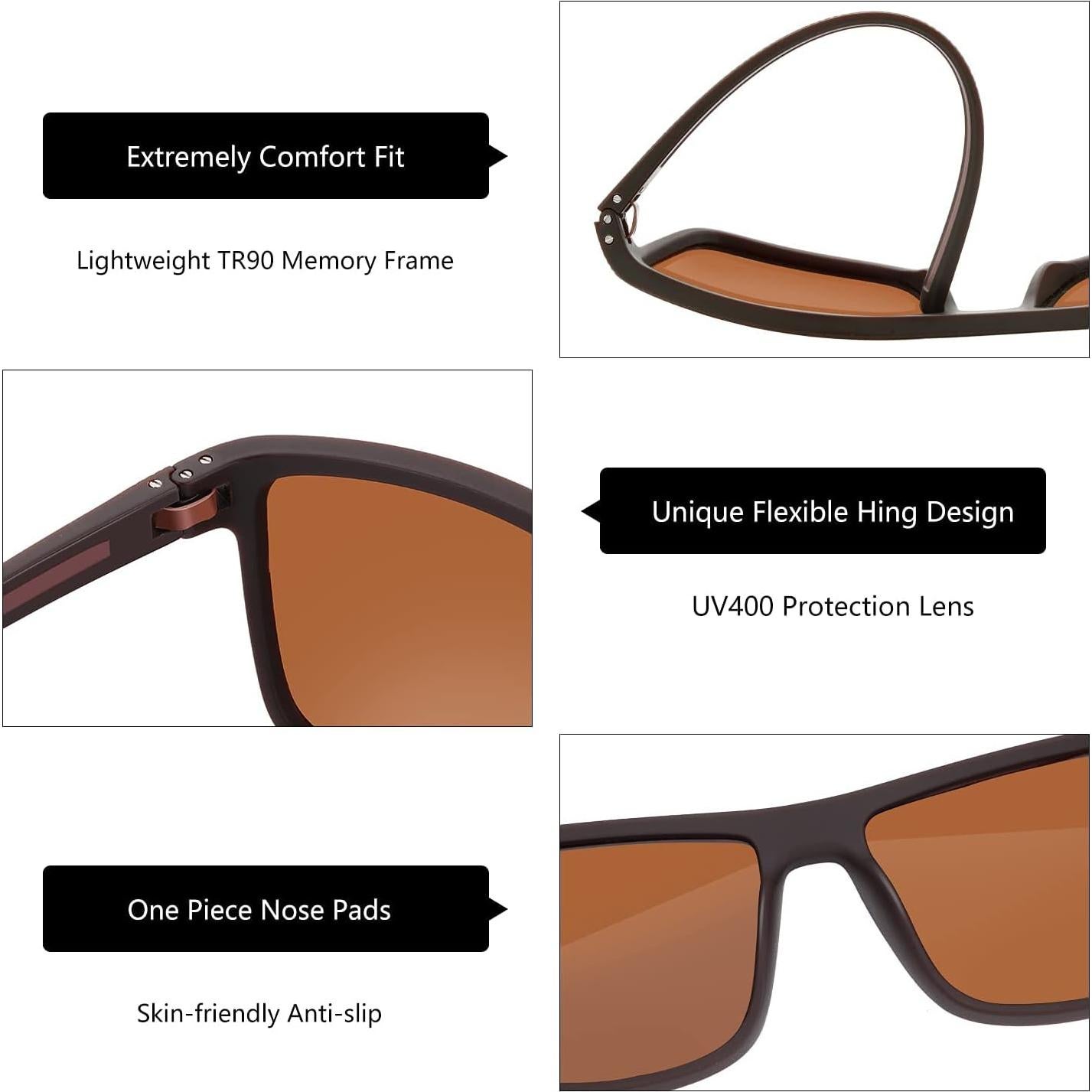 Gafas de sol ZENOTTIC para hombres con marco TR90 UV400