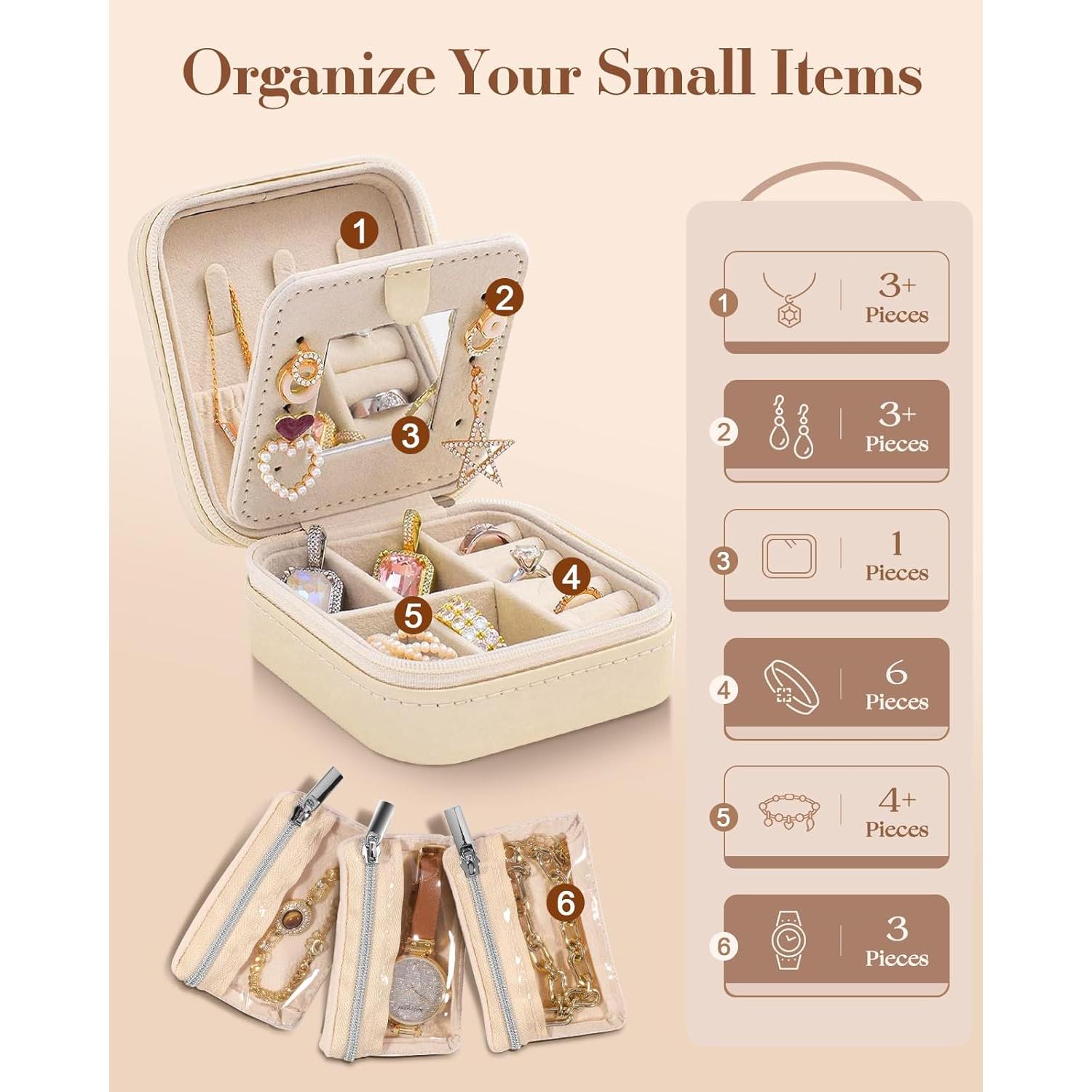 Estuche de Joyería de Viaje Bistup Floral Azul Compacto 10x10cm