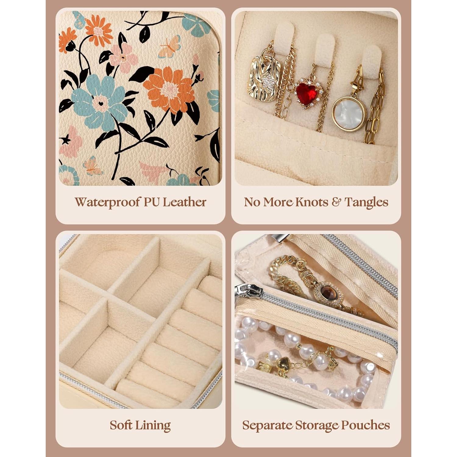 Estuche de Joyería de Viaje Bistup Floral Azul Compacto 10x10cm