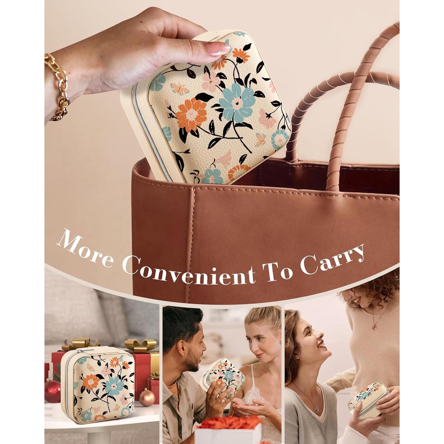 Estuche de Joyería de Viaje Bistup Floral Azul Compacto 10x10cm