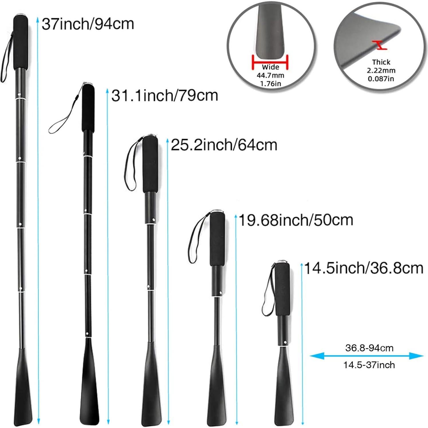 Calzador Retráctil JJDPARTS de Aluminio 36.8-94 cm Negro