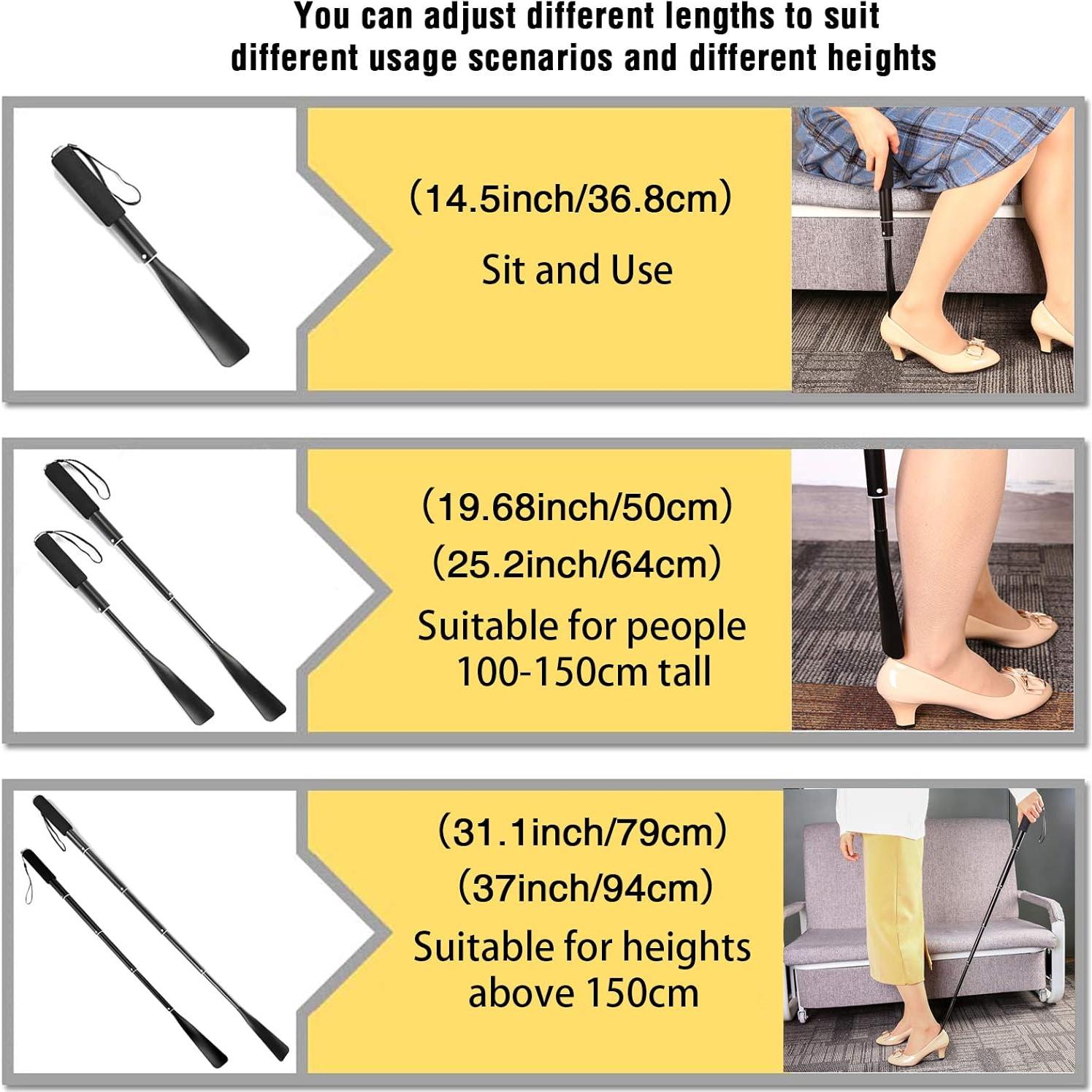 Calzador Retráctil JJDPARTS de Aluminio 36.8-94 cm Negro