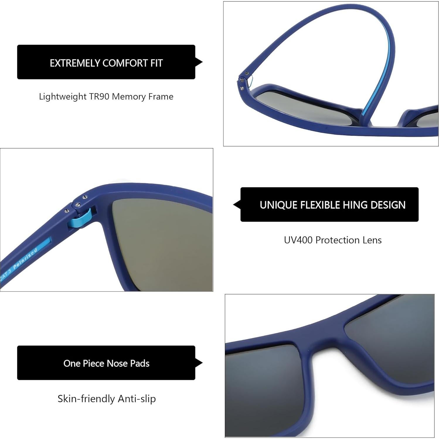 Gafas de sol ZENOTTIC para hombres TR90 UV400 polarizadas