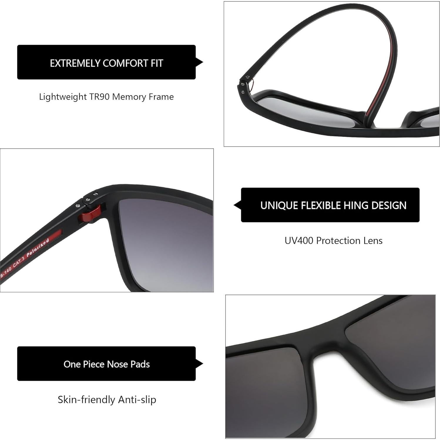 Gafas de sol ZENOTTIC para hombres TR90 UV400 ligeras