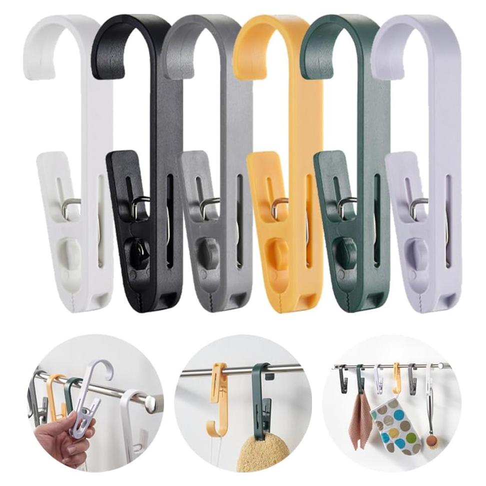 6 Ganchos de Lavandería con Clips Defrko Organizador Multiusos