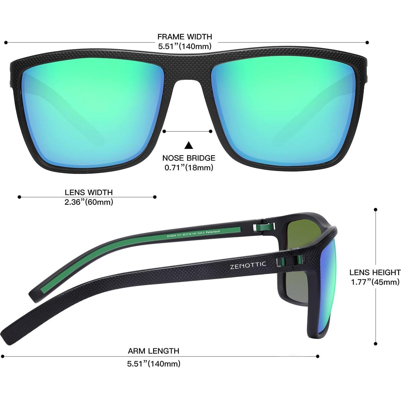 Gafas de sol ZENOTTIC para hombres UV400 marco TR90 ligero