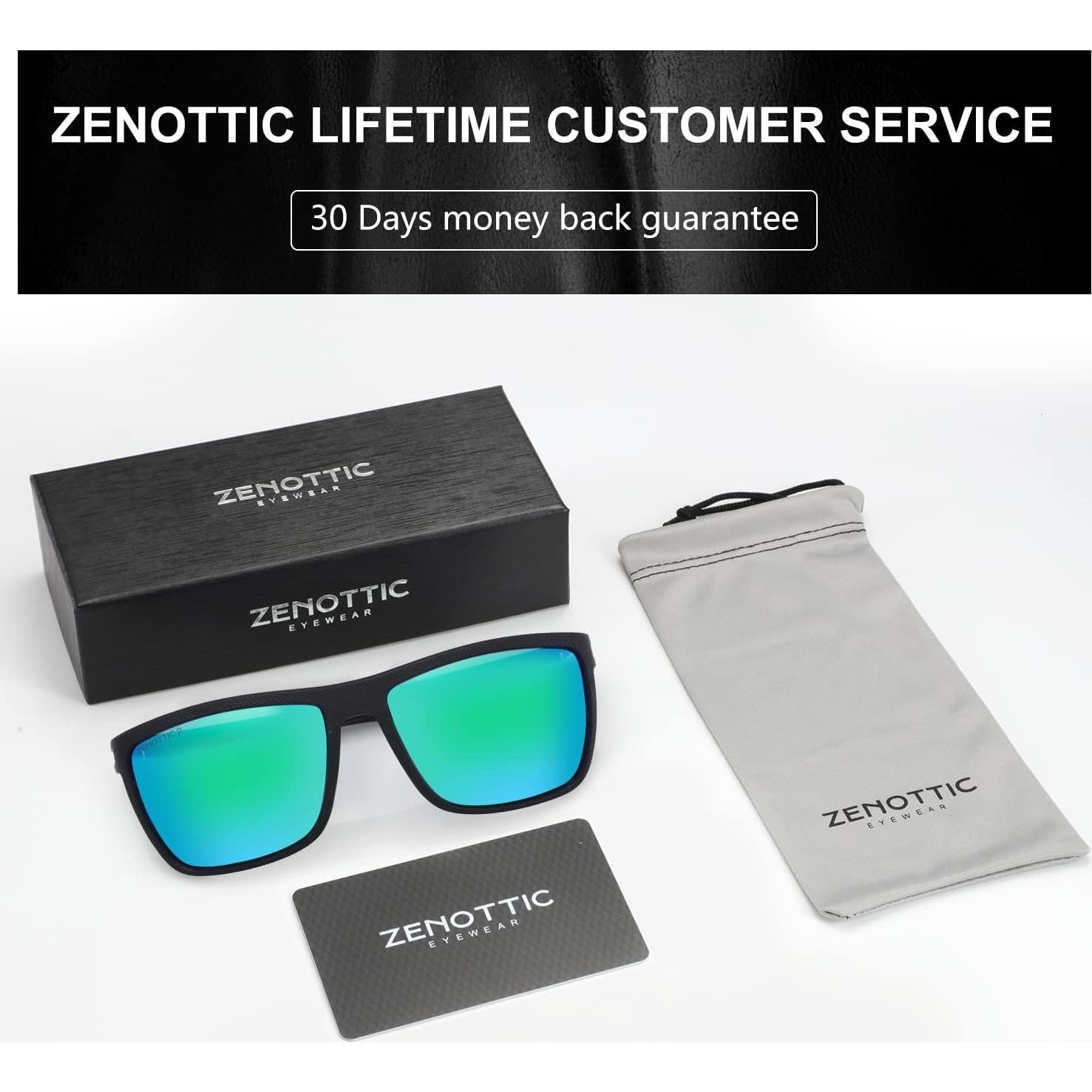 Gafas de sol ZENOTTIC para hombres UV400 marco TR90 ligero