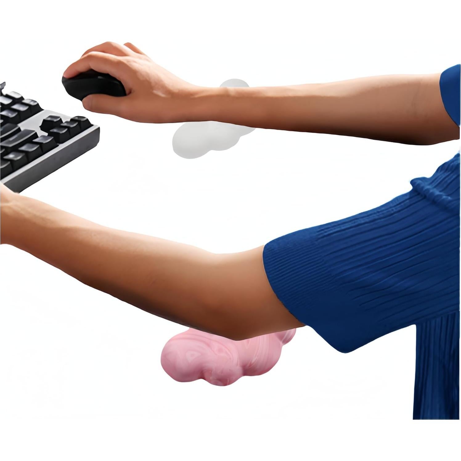 Set 2 Almohadillas Reposabrazos Antideslizantes Owfccla Rosa y Blanco