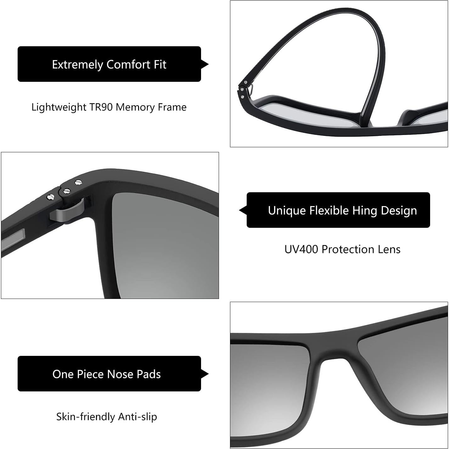 Gafas de sol ZENOTTIC para hombres con marco TR90 UV400