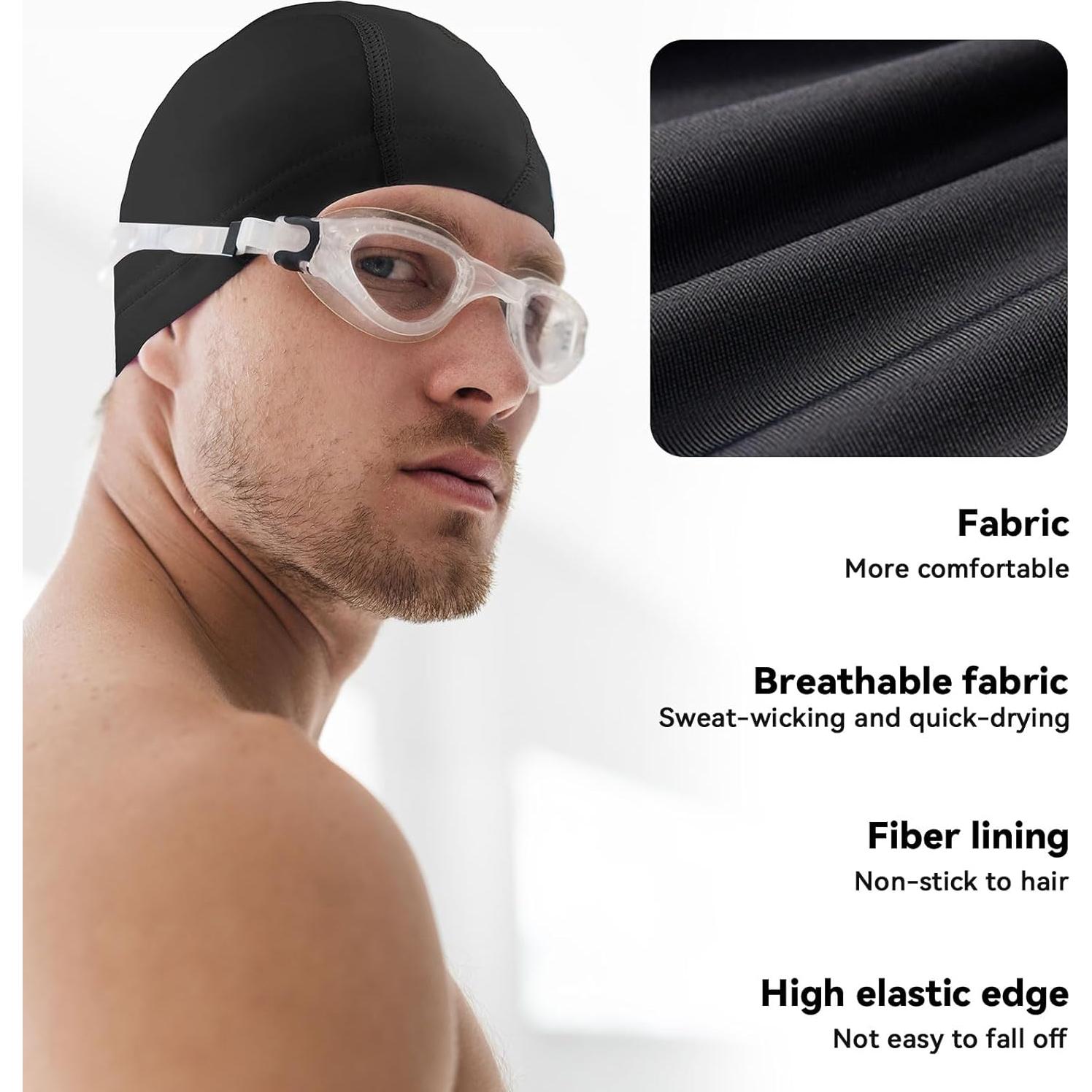 Gorro de Natación Kinwor Unisex Negro Alta Elasticidad