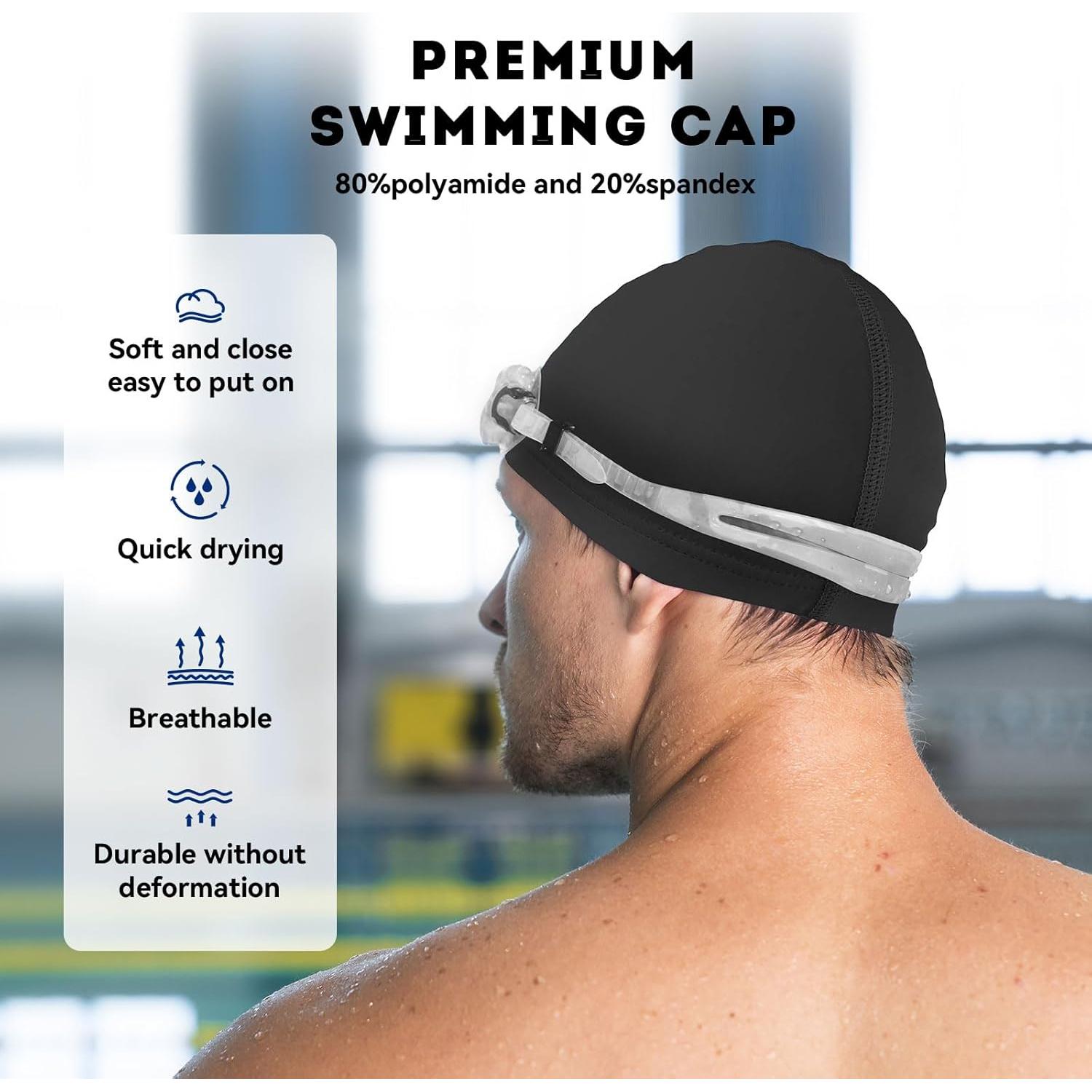 Gorro de Natación Kinwor Unisex Negro Alta Elasticidad