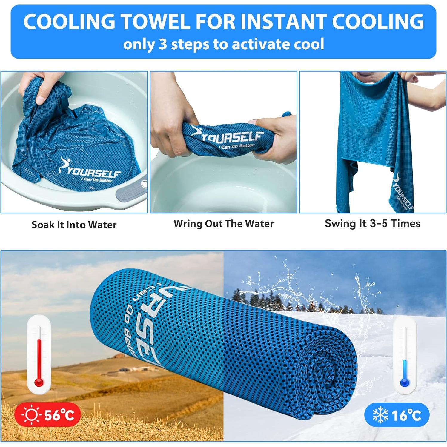 Toalla Enfriadora SYOURSELF 101.6x30.5 cm Azul Microfibra