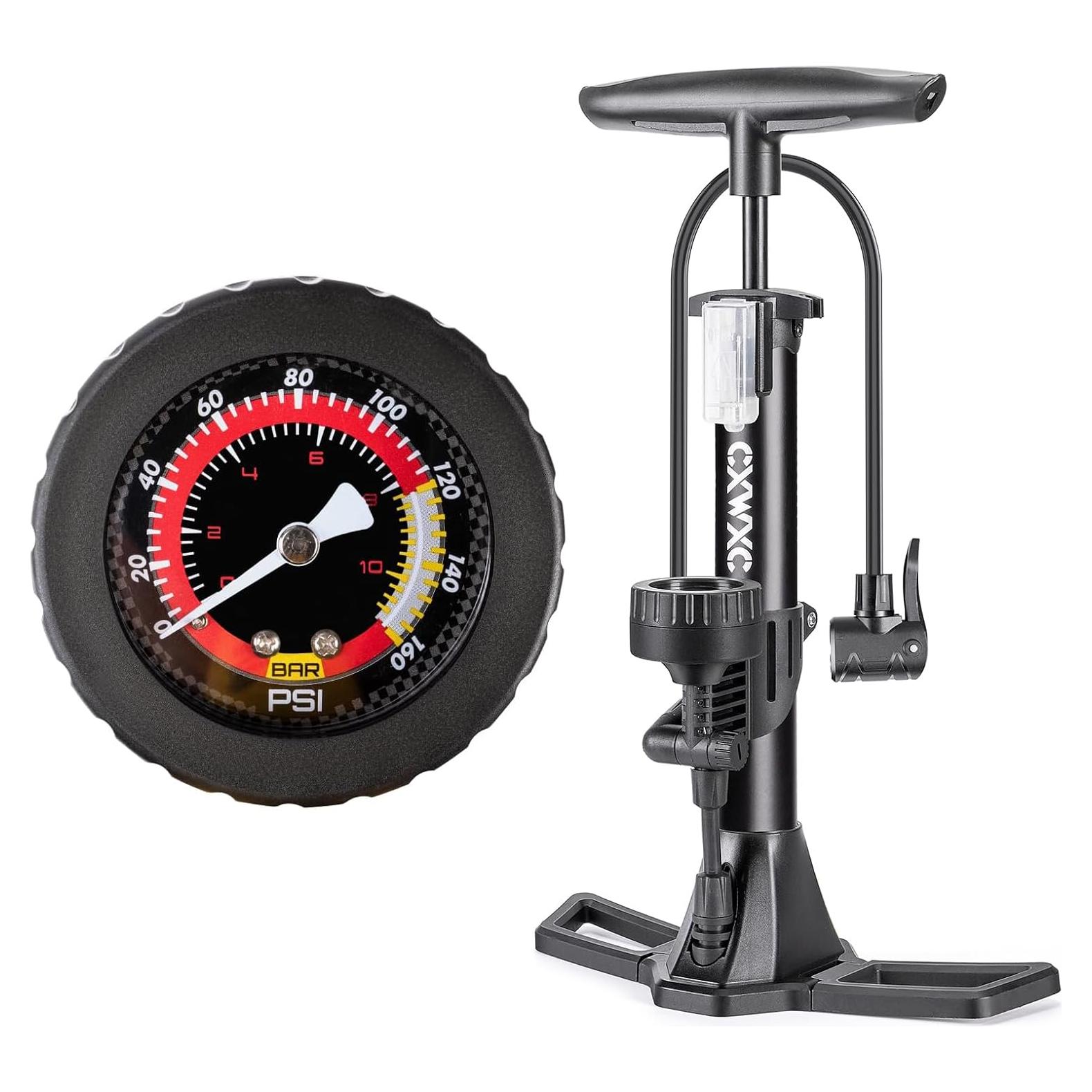 Bomba de Bicicleta CXWXC con Manómetro 160 PSI - Negra