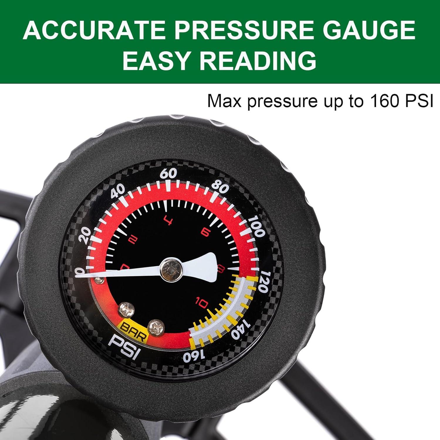 Bomba de Bicicleta CXWXC con Manómetro 160 PSI - Negra