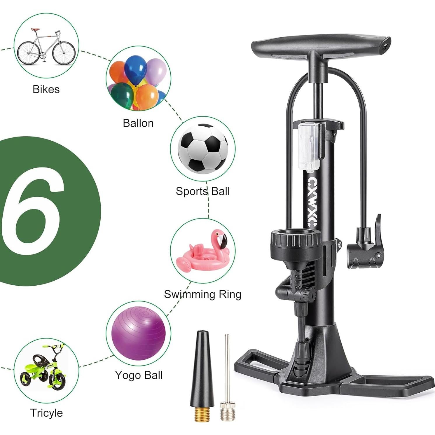 Bomba de Bicicleta CXWXC con Manómetro 160 PSI - Negra