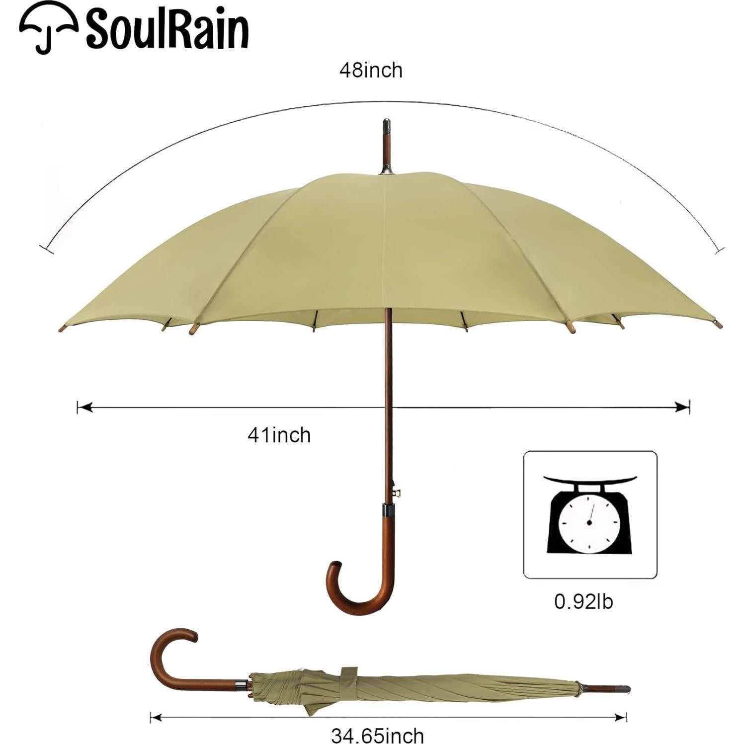 Paraguas Grande SoulRain Antiviento Automático Beige 88cm