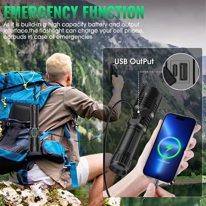 Linterna Recargable AdamStar K2318 LED UV 1000 Lúmenes 20h