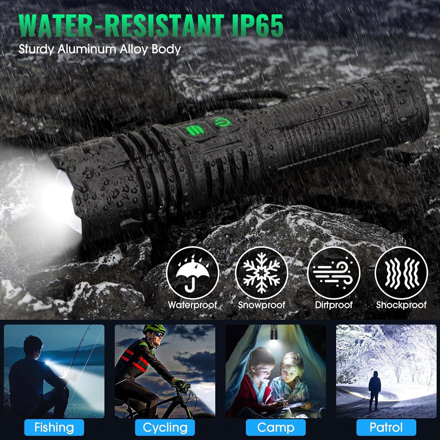 Linterna Recargable AdamStar K2318 LED UV 1000 Lúmenes 20h