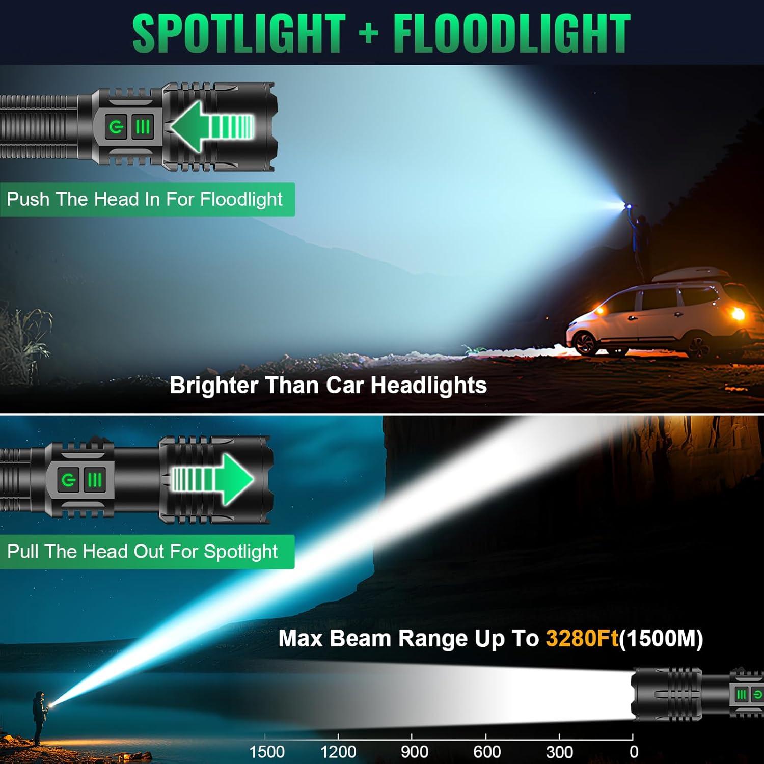 Linterna Recargable AdamStar K2318 LED UV 1000 Lúmenes 20h