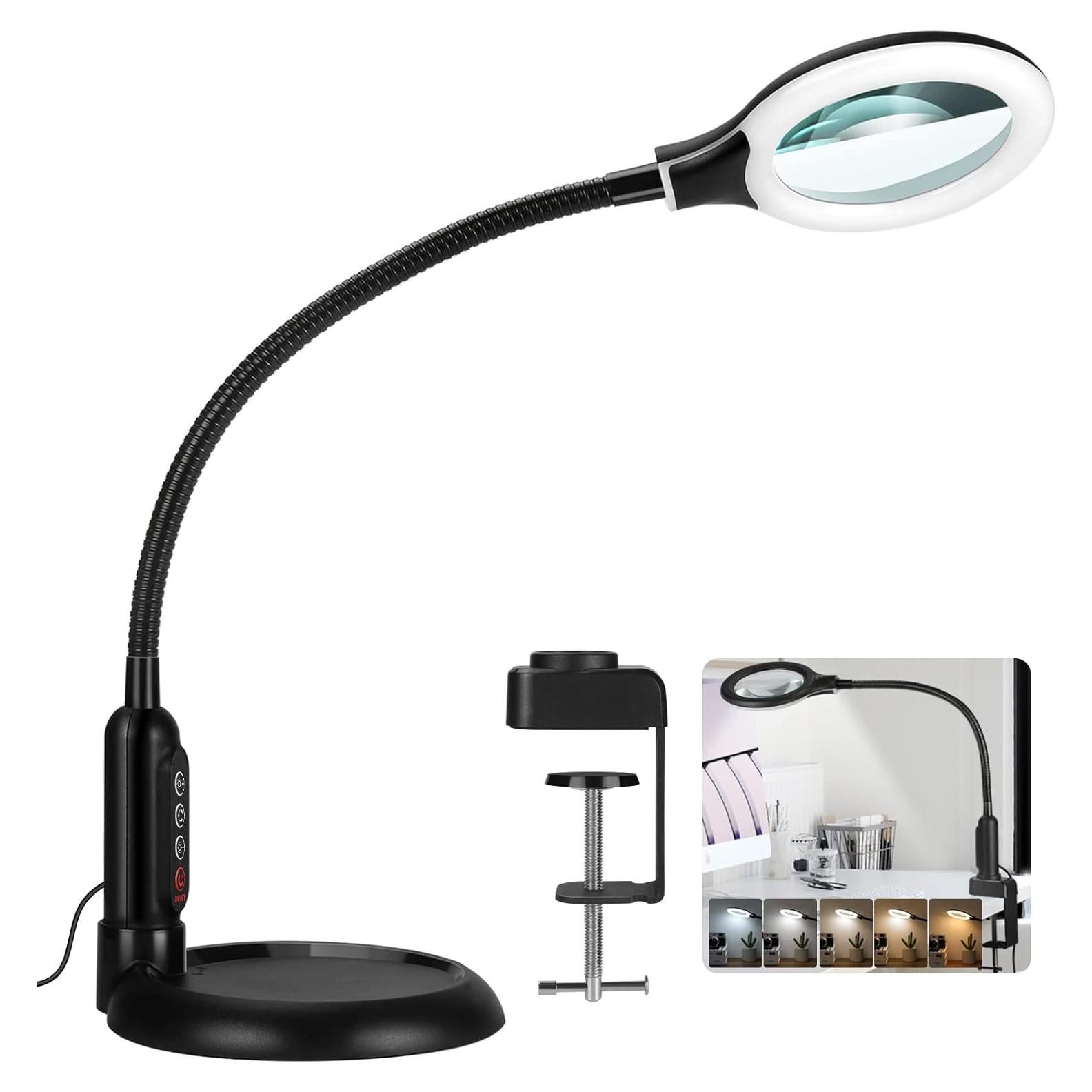 Lupa iluminada 8X TOMSOO con luz LED y pinza ajustable