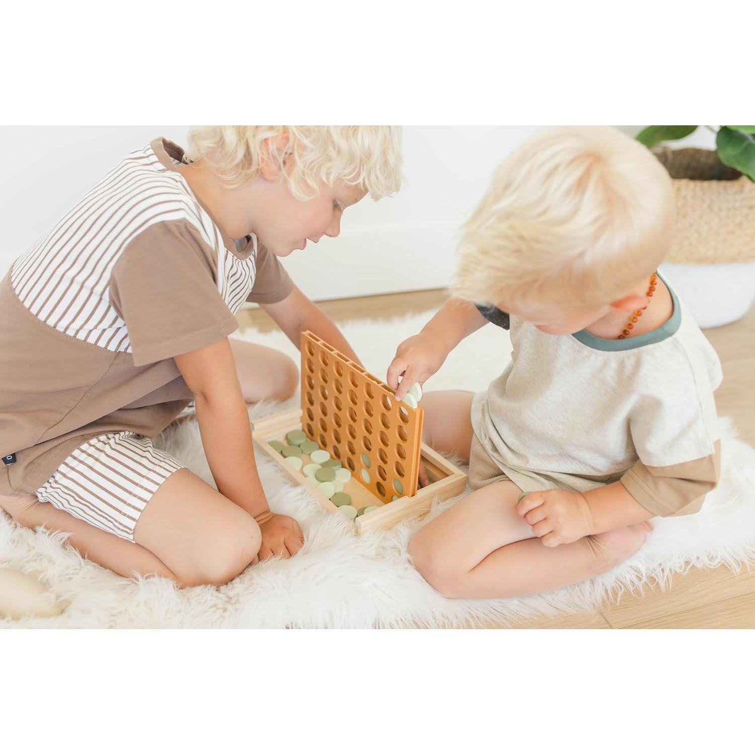 Juego de Cuatro en Raya de Madera Brooklyn Neutral 24x15 cm