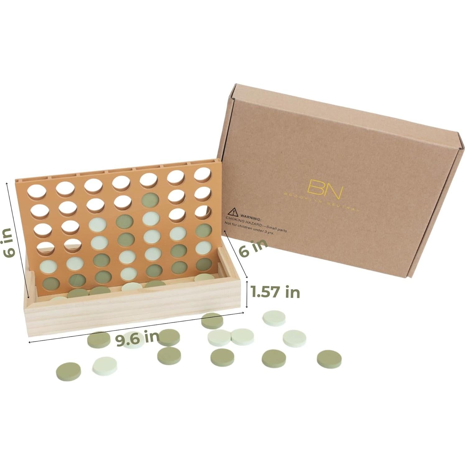 Juego de Cuatro en Raya de Madera Brooklyn Neutral 24x15 cm