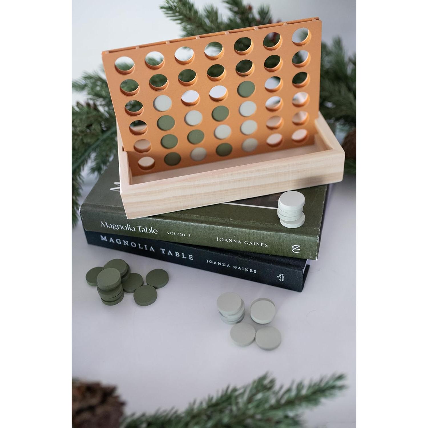 Juego de Cuatro en Raya de Madera Brooklyn Neutral 24x15 cm