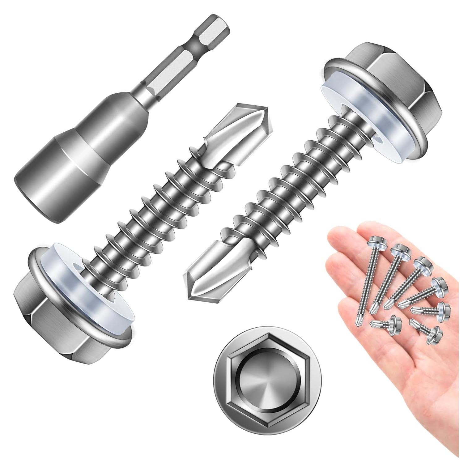 Tornillos Autoperforantes Marysino 100Pcs #10 x 2.54cm Acero Inoxidable