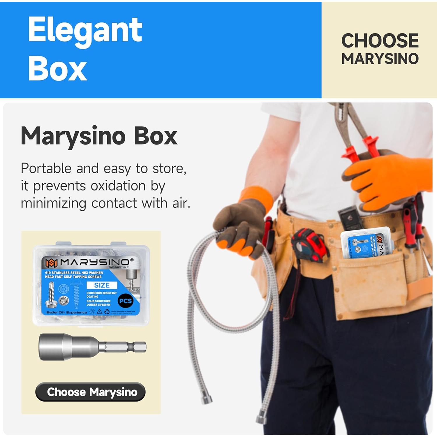 Tornillos Autoperforantes Marysino 100Pcs #10 x 2.54cm Acero Inoxidable