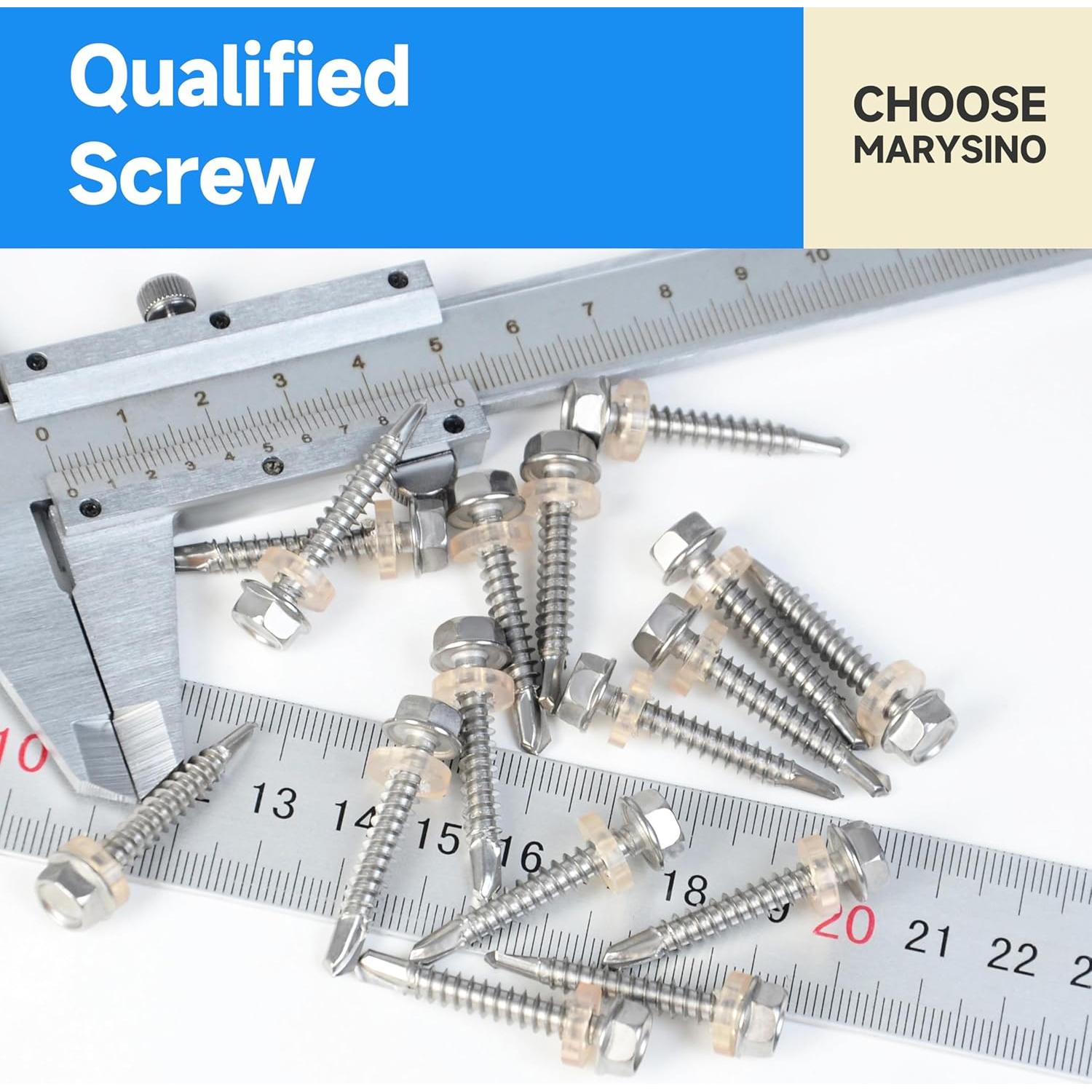 Tornillos Autoperforantes Marysino 100Pcs #10 x 2.54cm Acero Inoxidable