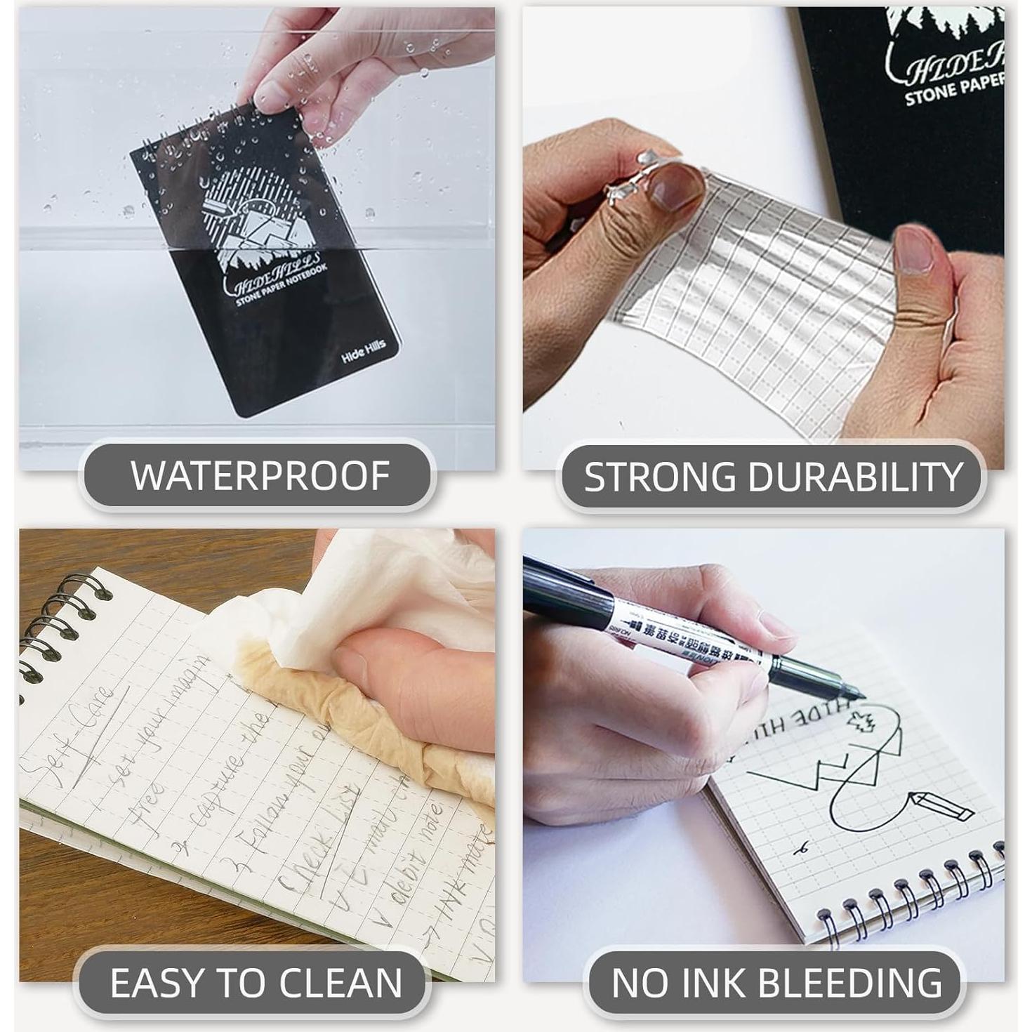 Cuaderno impermeable Hide Hills 128 páginas papel de piedra negro