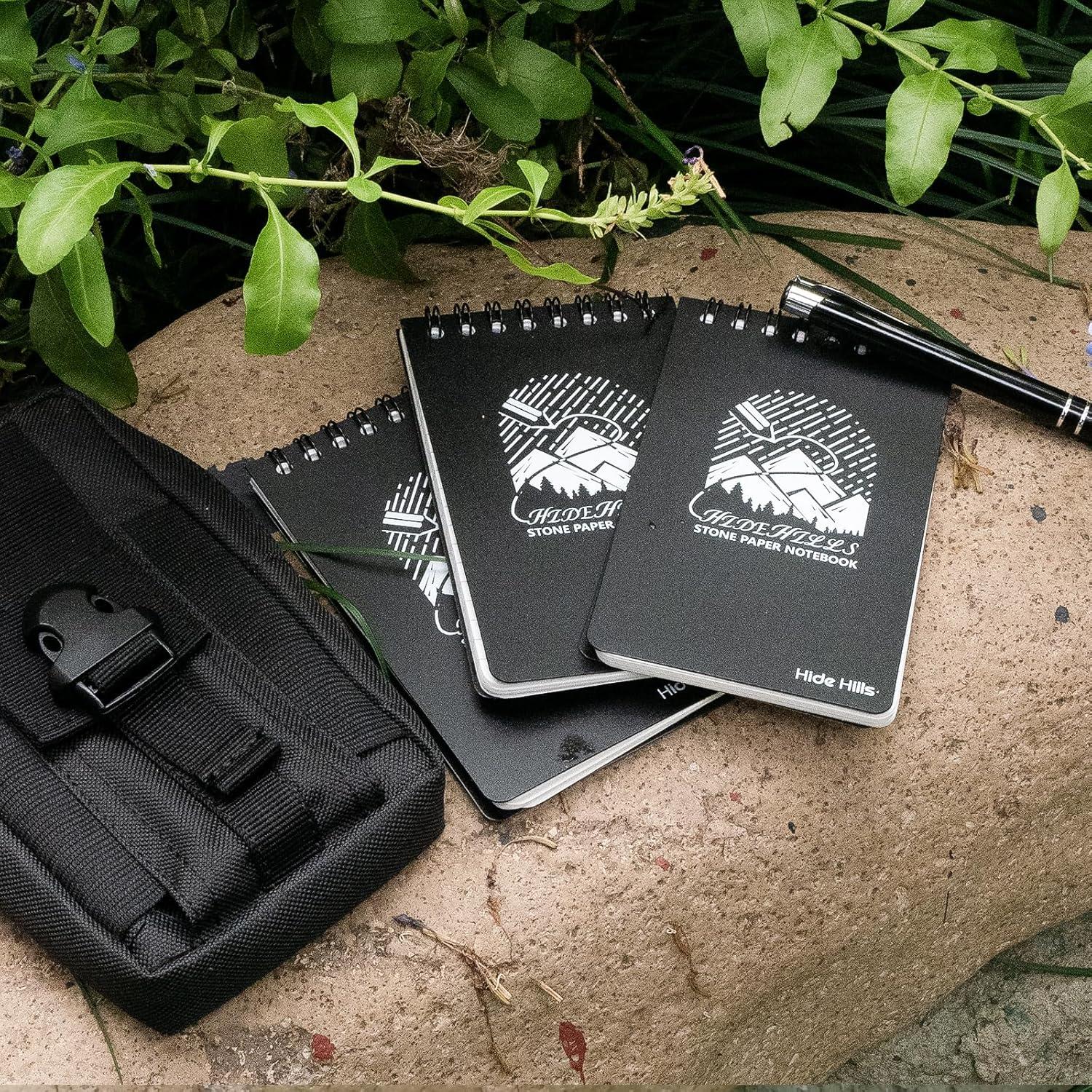 Cuaderno impermeable Hide Hills 128 páginas papel de piedra negro