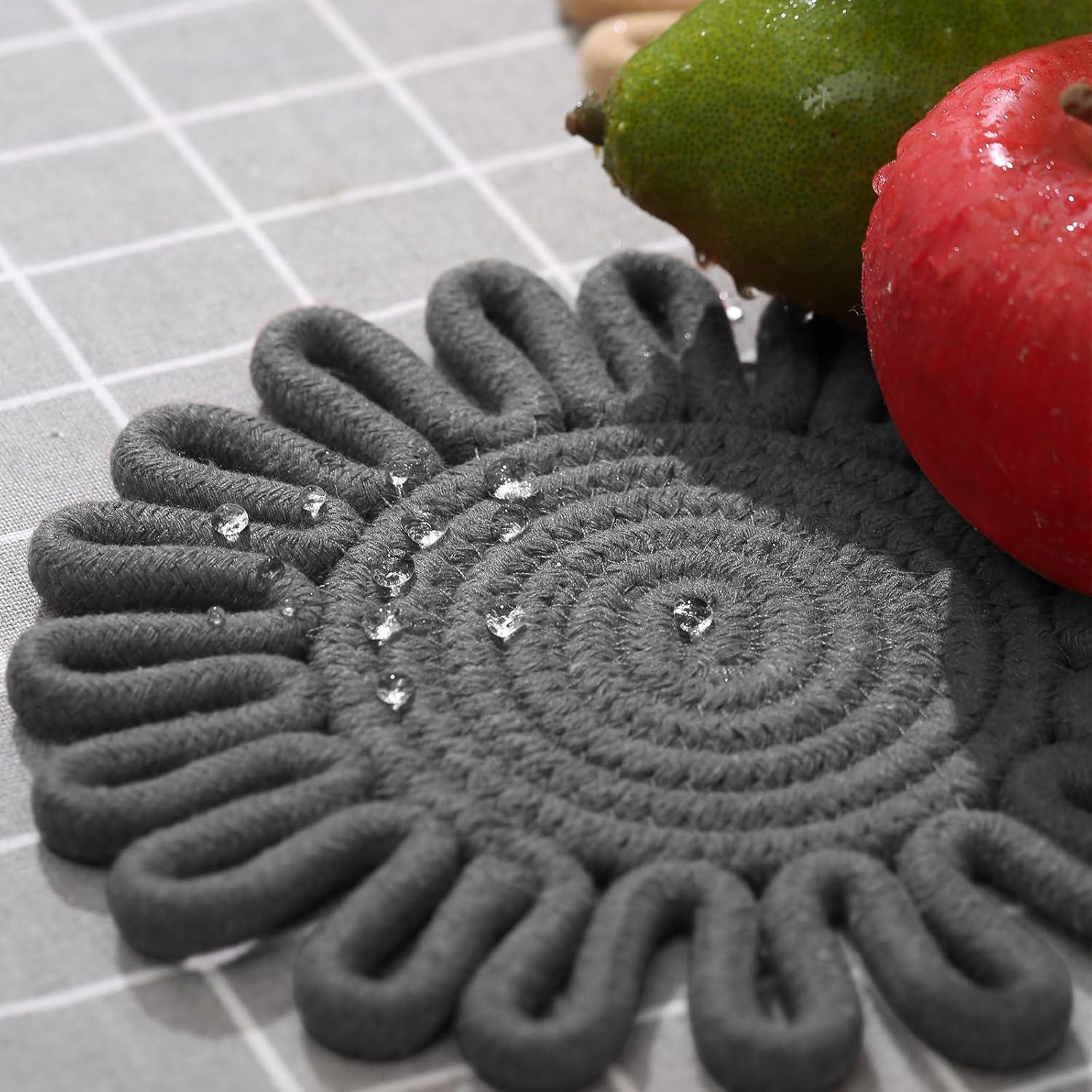 Trivetes de Algodón Kanmoon 7" Gris para Platos Calientes