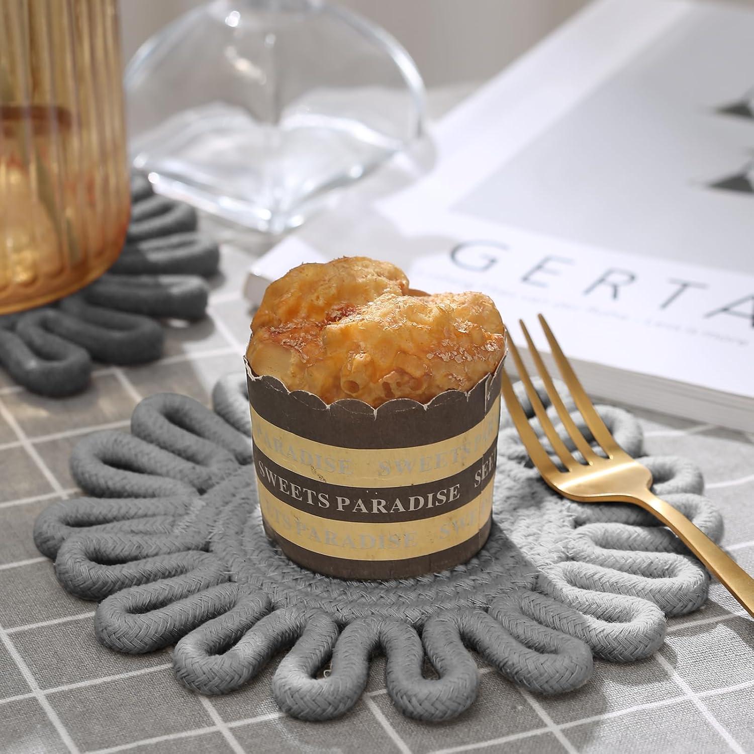 Trivetes de Algodón Kanmoon 7" Gris para Platos Calientes